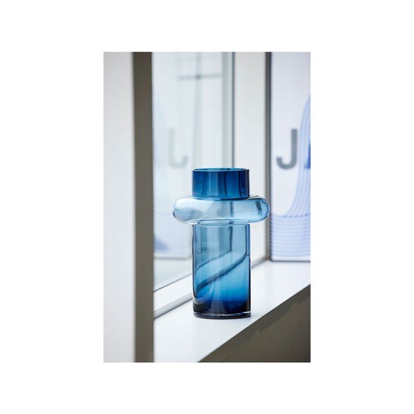 Tamsiai mėlyna stiklo vaza Lyngby Glas Tube, aukštis 30 cm-image-3