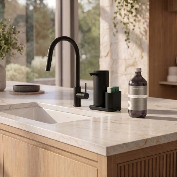 Automatinis matinės juodos spalvos iš metalo stovas skalbimo reikmenims – simplehuman-image-3