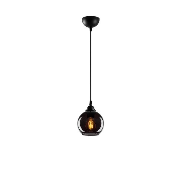 Kabantis šviestuvas juodos spalvos ø 15 cm su stiklo gaubtu Smoked – Opviq lights-image-2