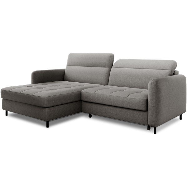 Pilkos spalvos iš velveto sulankstoma/su sandėliavimo vieta kampinė sofa (su kairiuoju kampu/su gultu) Gomsi – ELTAP-image-2