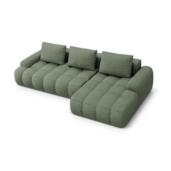 Žalios spalvos sulankstoma/su sandėliavimo vieta kampinė sofa (su dešiniuoju kampu/su gultu) Linz – Cosmopolitan Design-image-3