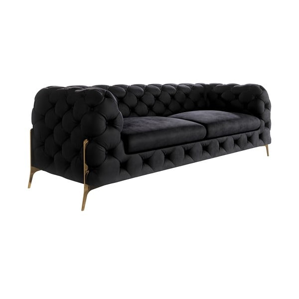 Juodos spalvos iš velveto sofa 225 cm Chelsea Bis – Ropez-image-2