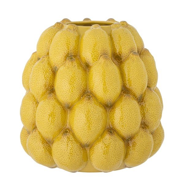 Geltonos spalvos iš akmens masės dažyta rankomis vaza (aukštis 22 cm) Limone – Bloomingville