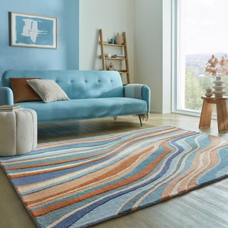 Rankų darbo iš vilnos kilimas mėlynos spalvos 120x170 cm Abstract Flow – Flair Rugs