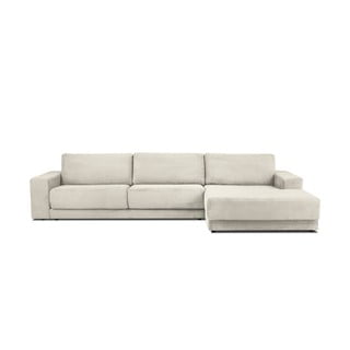 Smėlio spalvos aksominė sofa-lova Milo Casa Donatella, dešinysis kampas