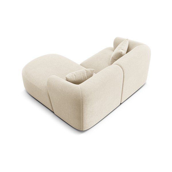 Smėlio spalvos kampinė sofa iš velveto (su dešiniuoju kampu/su gultu) Campi – Cosmopolitan Design-image-4