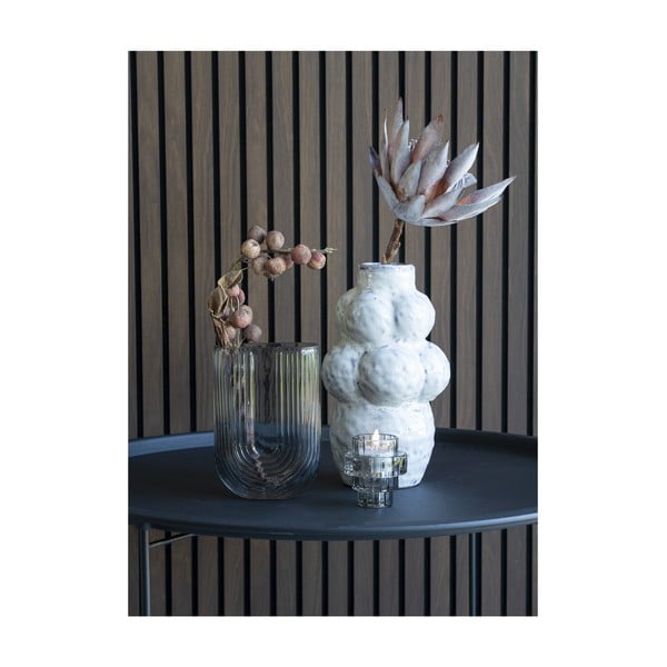 Iš stiklo  vaza šviesiai pilkos spalvos (aukštis 19 cm) – House Nordic-image-1