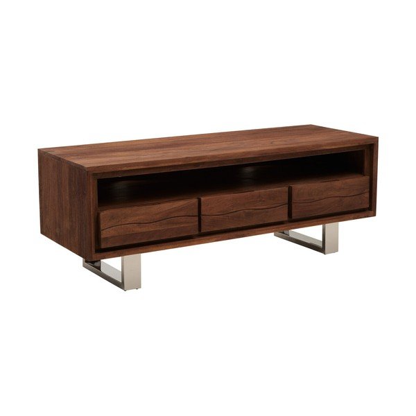 Tamsios natūralios spalvos iš akacijos masyvo TV spintelė 140x52x50 cm Simla – Premier Housewares