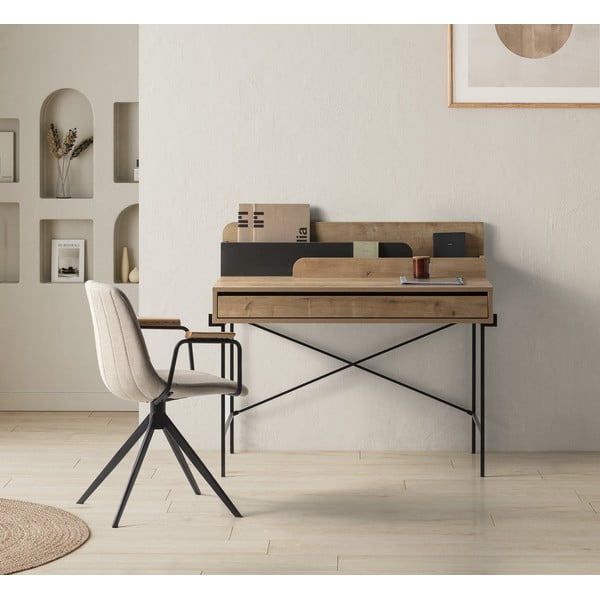 Iš ąžuolo masyvo paslepiamas rašomasis stalas 60x113 cm Lila – Marckeric-image-1