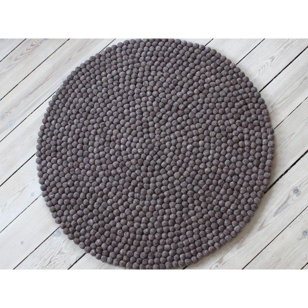 Riešutmedžio rudos spalvos vilnos kilimas Wooldot Ball Rugs, ⌀ 120 cm-image-1