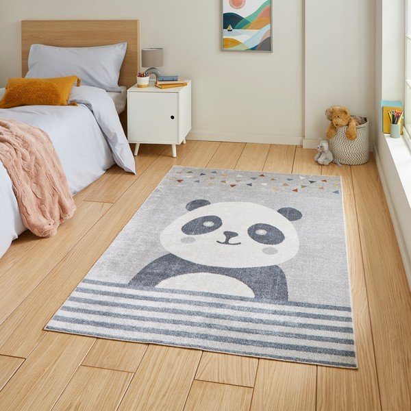 Vaikiškas kilimas šviesiai pilkos spalvos 80x150 cm Vida Kids Panda – Think Rugs-image-1