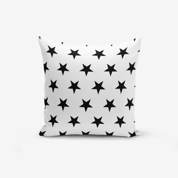 Juodai balti minimalistiniai pagalvių užvalkalai Juodos žvaigždės, 45 x 45 cm