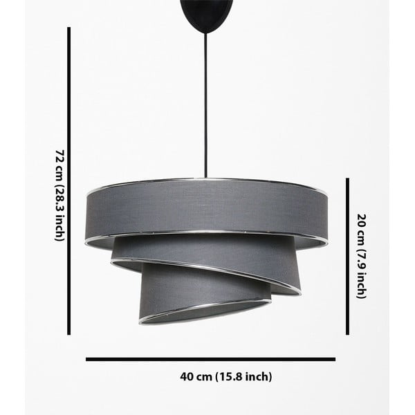 Kabantis šviestuvas antracito spalvos/sidabrinės spalvos ø 40 cm su tekstiliniu gaubtu Couper – Opviq lights-image-2