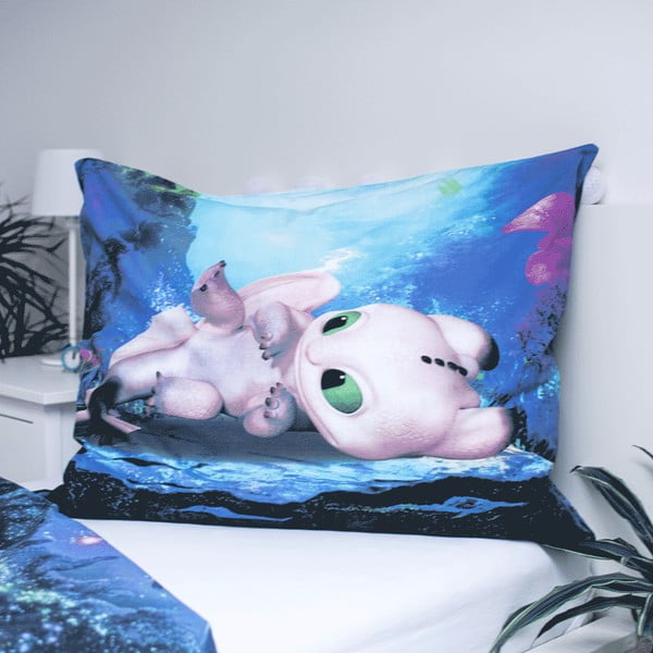 Mėlynos spalvos iš medvilnės viengulė vaikiška patalynė 140x200 cm How To Train Your Dragon – Jerry Fabrics-image-3