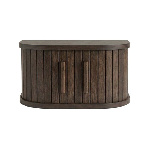 Tamsios natūralios spalvos pakabinamas/su lentynomis naktinis staliukas iš ąžuolo Meta – Unique Furniture-image-1