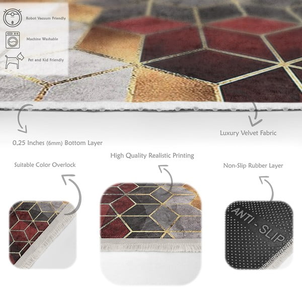 Skalbiamas kilimas bordo spalvos/pilkos spalvos 160x230 cm – Mila Home-image-4