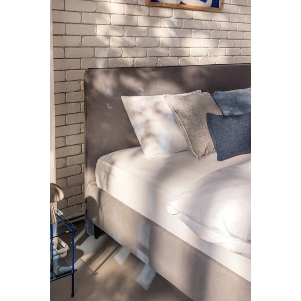 Pilkos spalvos dvigulė lova audiniu dengta su grotelėmis 180x200 cm Noira Slim – Bonami Selection-image-3