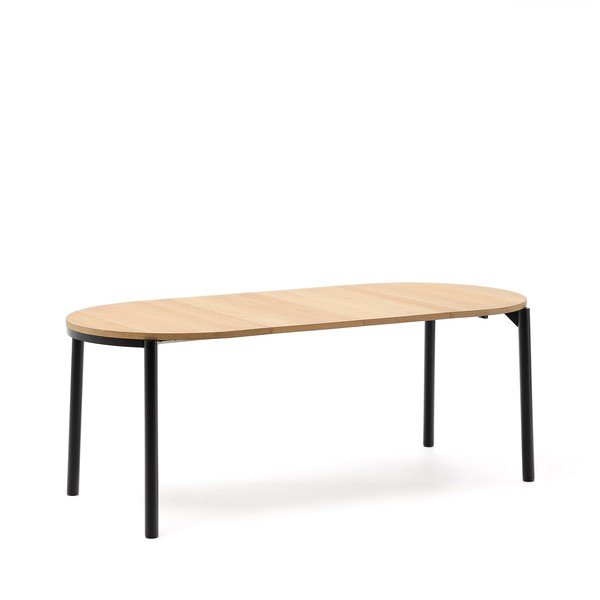 Prailginamas valgomojo stalas natūralios spalvos su ąžuolo dekoro stalviršiu 90x120 cm Montuiri – Kave Home-image-3