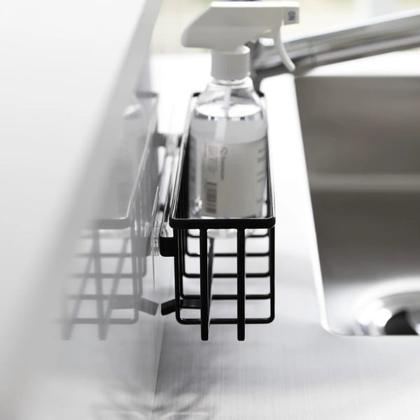 Su montavimu be gręžimo juodos spalvos iš metalo stovas skalbimo reikmenims Film Hook – YAMAZAKI-image-4