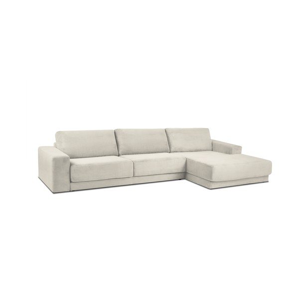 Smėlio spalvos aksominė sofa-lova Milo Casa Donatella, dešinysis kampas-image-2