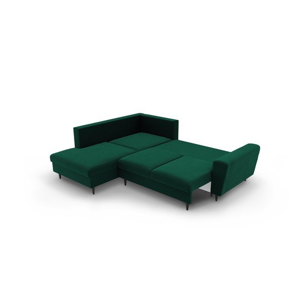 Žalios spalvos iš velveto sulankstoma/su sandėliavimo vieta kampinė sofa (su kairiuoju kampu/„L“ formos) Kyoto – Cosmopolitan Design-image-4