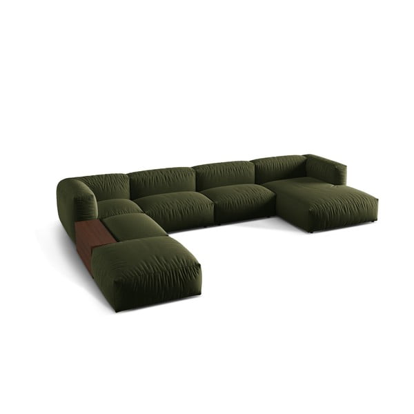 Modulinė kampinė sofa žalios spalvos (su kairiuoju kampu/„U“ formos) Martina – Micadoni Home-image-2