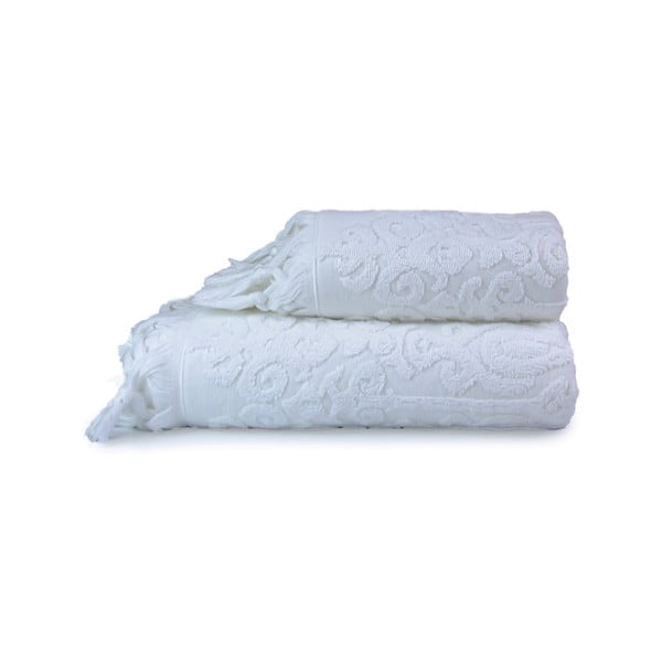 Vonios rankšluosčių rinkiniai baltos spalvos iš medvilnės 2 vnt. Kilim – Foutastic
