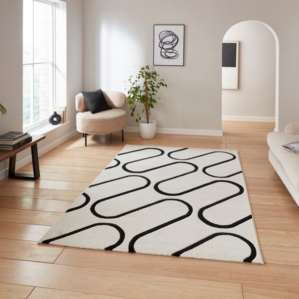 Kilimas juodos ir baltos spalvos 120x170 cm Linear Curve – Catherine Lansfield-image-2