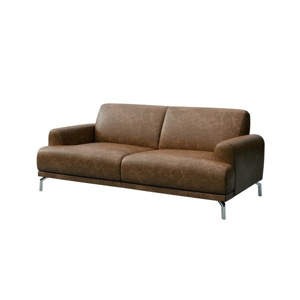 Rudos spalvos odinė sofa MESONICA Puzo, 170 cm-image-2