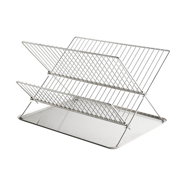 Blizgios sidabrinės spalvos iš metalo dviejų aukštų kiaurasamtis 41x31 cm Dry-It – Mette Ditmer Denmark