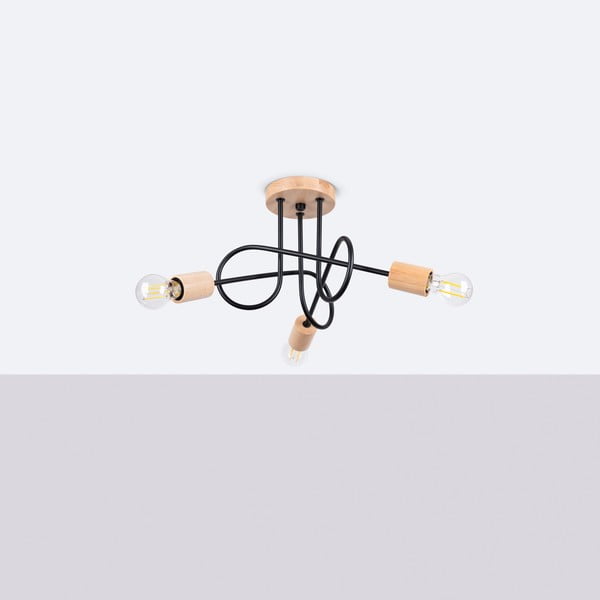 Lubinis šviestuvas juodos spalvos/natūralios spalvos 14x56 cm Tumber – Sollux-image-2