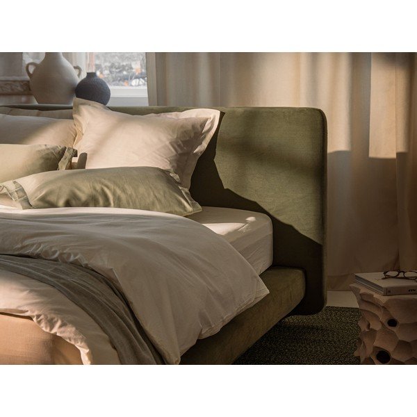 Šviesiai rudos spalvos dvigulė lova audiniu dengta 140x200 cm Linea – Micadoni -image-4