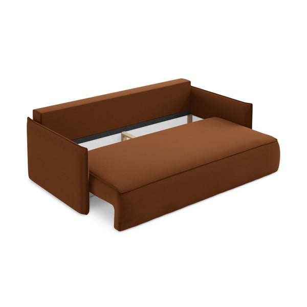 Terakotos spalvos iš velveto sulankstoma/su sandėliavimo vieta sofa 225 cm Hula – Makamii-image-3