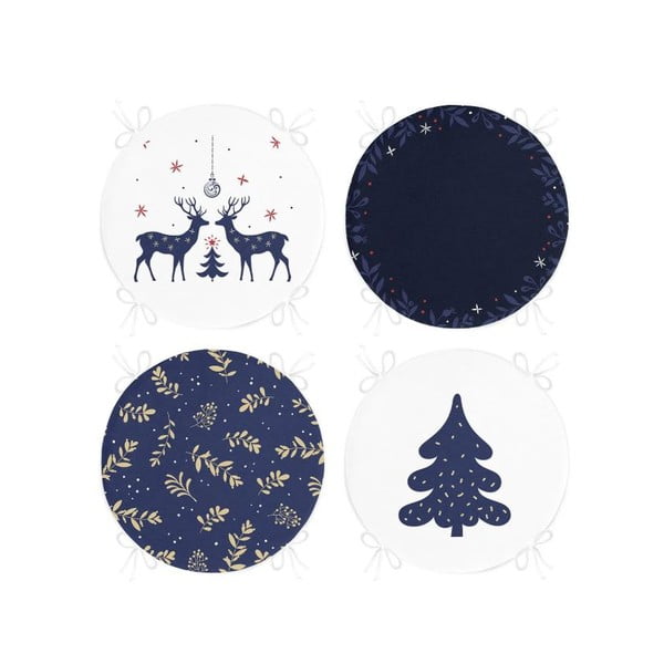 Sėdynės pagalvėlės 4 vnt. su Kalėdų motyvu ø 40 cm Blue Christmas – Mila Home