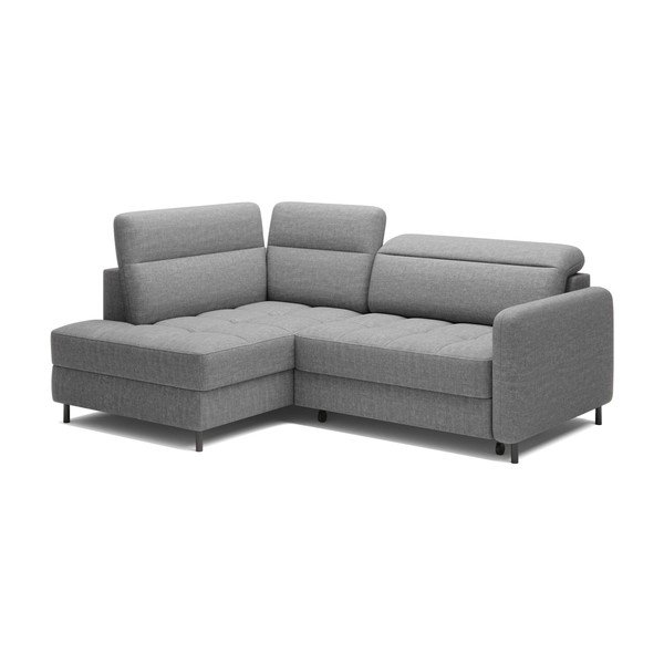 Pilkos spalvos iš velveto sulankstoma/su sandėliavimo vieta kampinė sofa (su kairiuoju kampu/„L“ formos) Barea – ELTAP-image-2