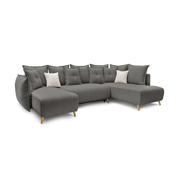 Sulankstoma kampinė sofa pilkos spalvos (su dešiniuoju kampu/„U“ formos) Nessa – Bobochic Paris-image-3