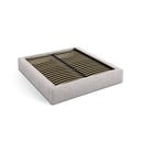 Smėlio spalvos dvigulė lova audiniu dengta su sandėliavimo vieta su lovos grotelėmis 160x200 cm Simon – Micadoni 