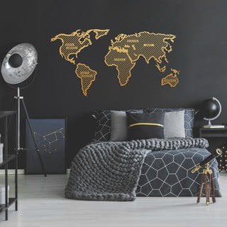 Aukso spalvos metalinė sienų dekoracija Geometric World, 150 x 80 cm