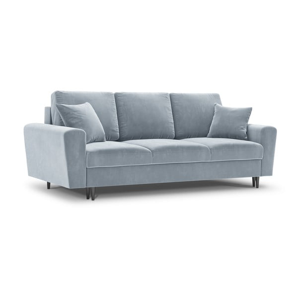 Šviesiai mėlynos spalvos iš velveto sulankstoma/su sandėliavimo vieta sofa 235 cm Kyoto – Cosmopolitan Design-image-1