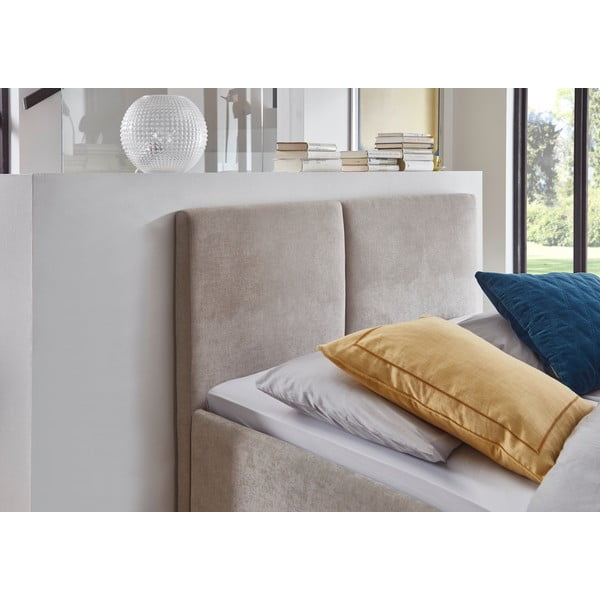 Smėlio spalvos dvigulė lova audiniu dengta su lovos grotelėmis 140x200 cm Piano – Meise Möbel-image-1