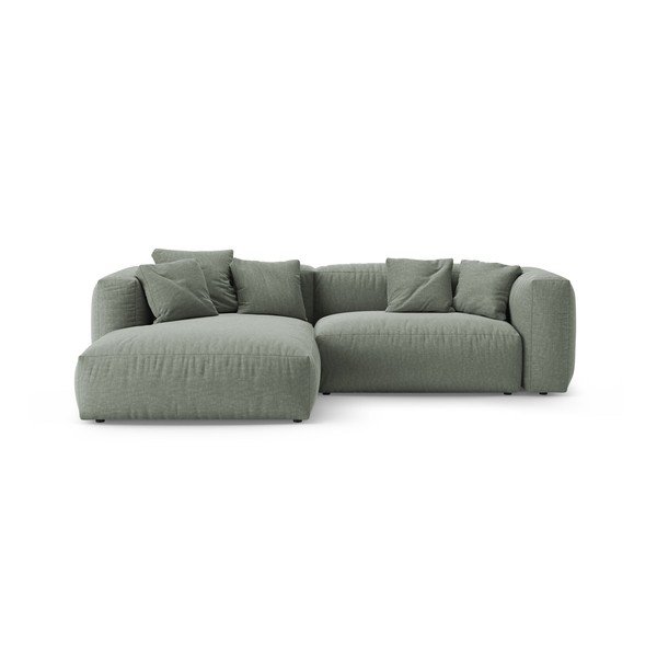 Pilkai žalios spalvos sulankstoma modulinė kampinė sofa (su kairiuoju kampu/su gultu) – Micadoni 