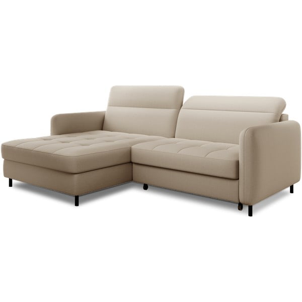 Smėlio spalvos iš velveto sulankstoma/su sandėliavimo vieta kampinė sofa (su kairiuoju kampu/su gultu) Gomsi – ELTAP-image-2