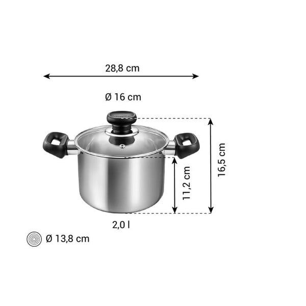 Puodas iš nerūdijančio plieno su dangčiu tinka indukcinei viryklei 2 l Brava – Tescoma-image-3