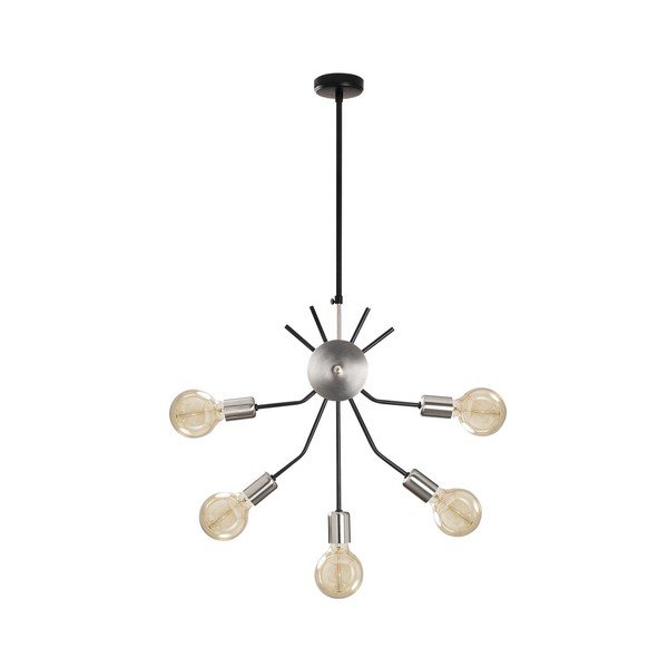 Juodos spalvos metalinis pakabinamas šviestuvas su chromu Opviq lights Elena-image-2
