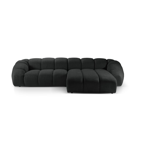 Kampinė sofa juodos spalvos (su dešiniuoju kampu) Diana – Micadoni 