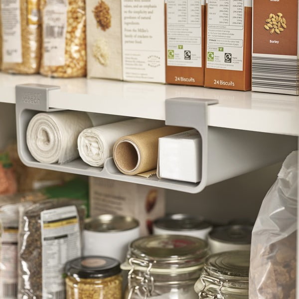 Pakabinamas iš plastiko virtuvinės folijos ir popierinio rankšluosčio laikiklis pilkos spalvos CupboardStore – Joseph Joseph-image-1