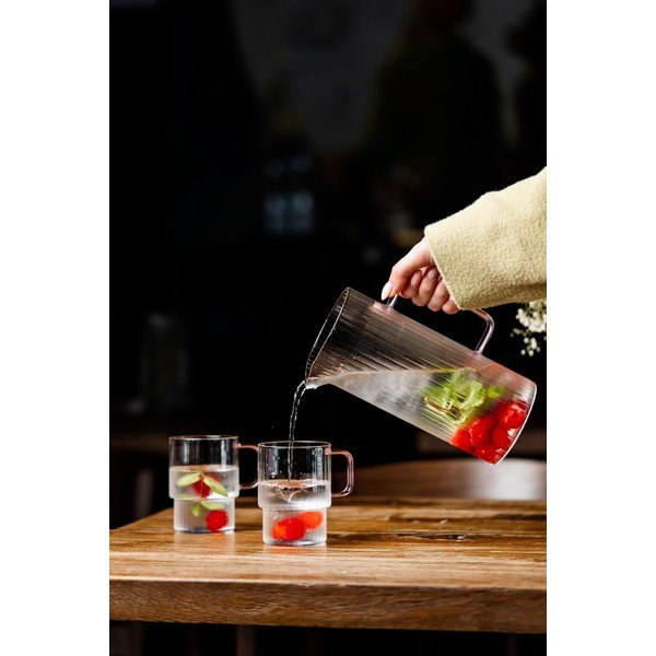 Rožinės spalvos iš stiklo puodeliai 2 vnt. kapučino 350 ml Livio – Vialli Design-image-3