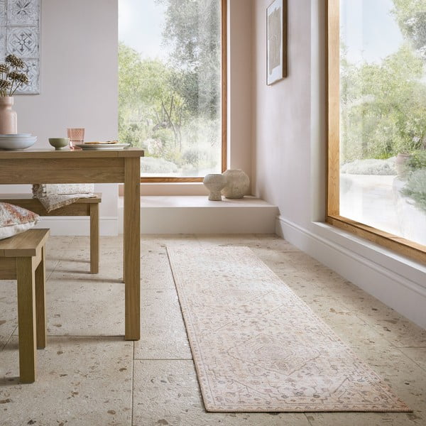 Skalbiamas kreminės spalvos kilimas 60x230 cm Teo Traditional – Flair Rugs-image-1