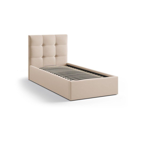 Šviesiai rudos spalvos viengulė lova audiniu dengta su sandėliavimo vieta su lovos grotelėmis 90x200 cm Phaedra – Micadoni -image-2