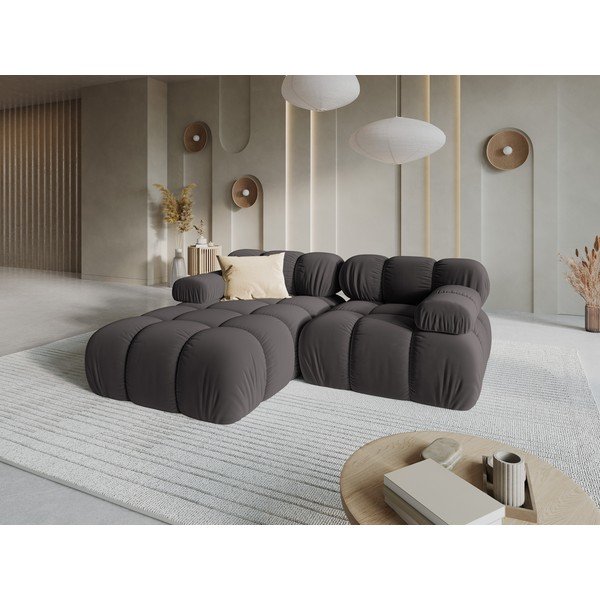 Sofa tamsiai pilkos spalvos iš velveto 191 cm Bellis – Micadoni Home-image-1